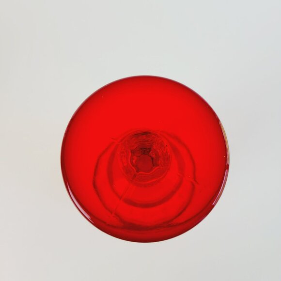 Viking Glass Co. Mt Vernon Red Glass Goblets (2), Panel & Cross Hatch, Retro USA - Picture 6 of 9